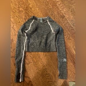 Victoria’s Secret PINK Charcoal Gray Long Sleeve Crop Athletic Seamless Shirt